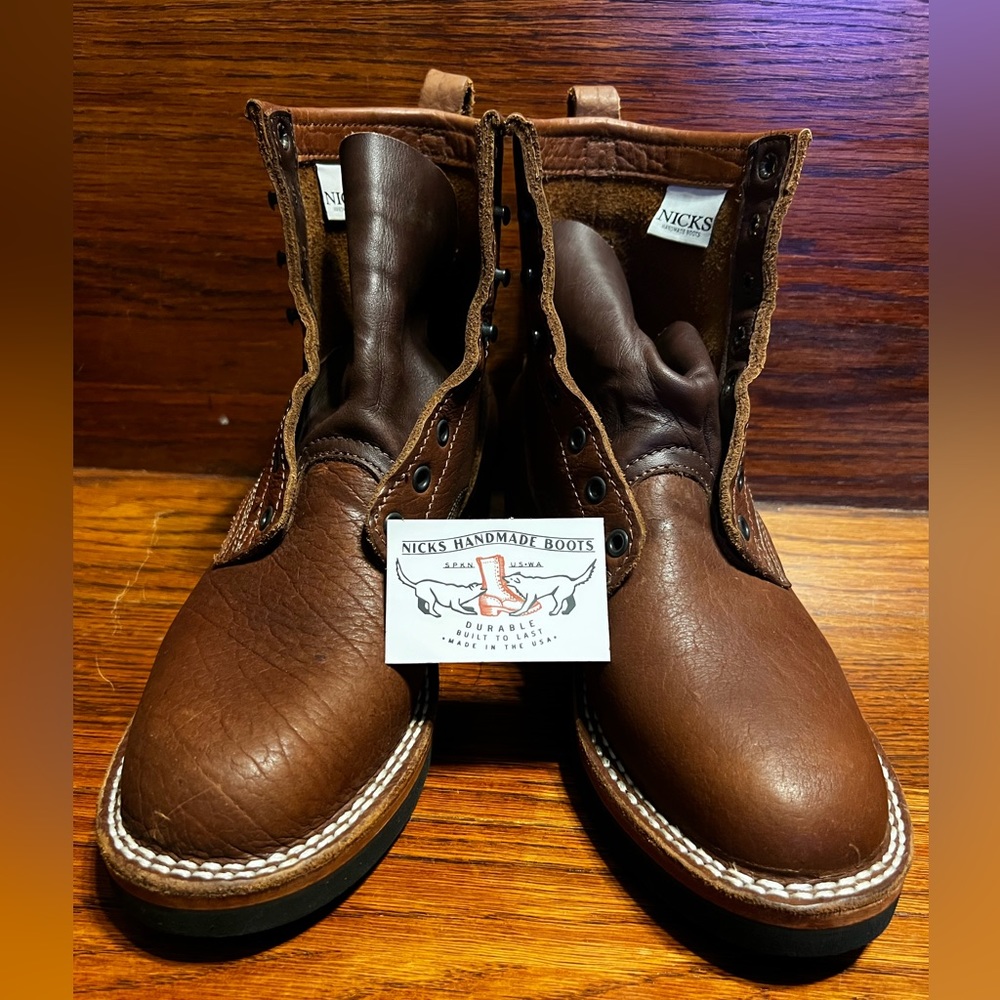 Nick’s Custom Boots. Tucson Peanut Butter Bison 7.5 HNW last